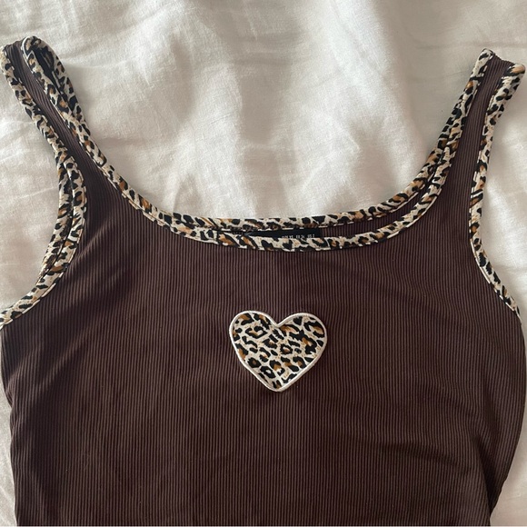 CHEETAH CONTRAST GRAPHIC BROWN TANK - Picture 3 of 3